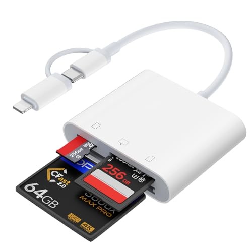 Lightning and USB C SD Card Reader for iPhone iPad Mac Android Phone Laptop, 3