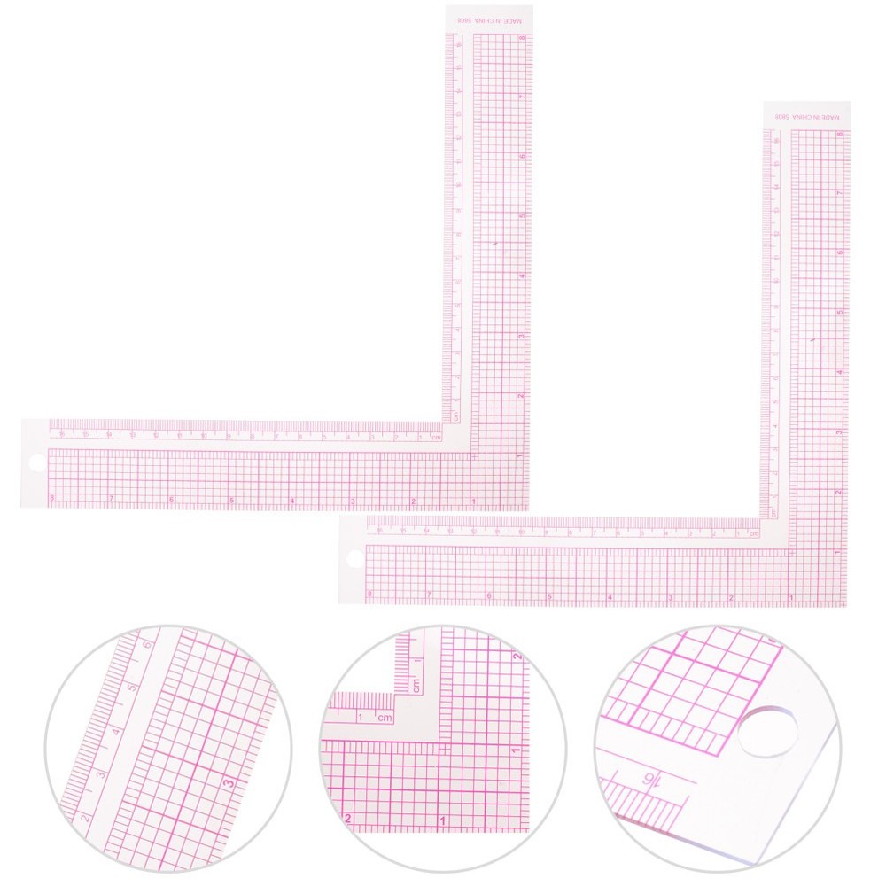 2Pcs Sewing Ruler Square Curve Ruler for Tailor and Quilting Tools