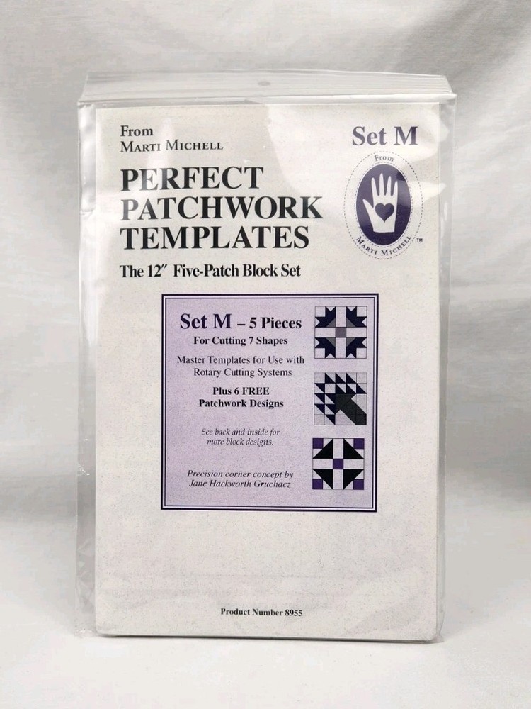 Marti Michell Perfect Patchwork Templates Set M The 12" 5 Patch Block Set 8955