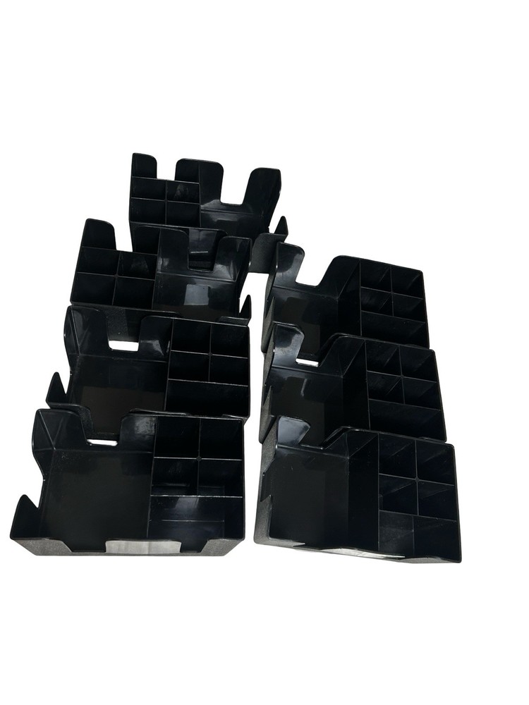 7 Pack Black Plastic Bar Caddy with 6 Compartments Refillable Bar Organizer