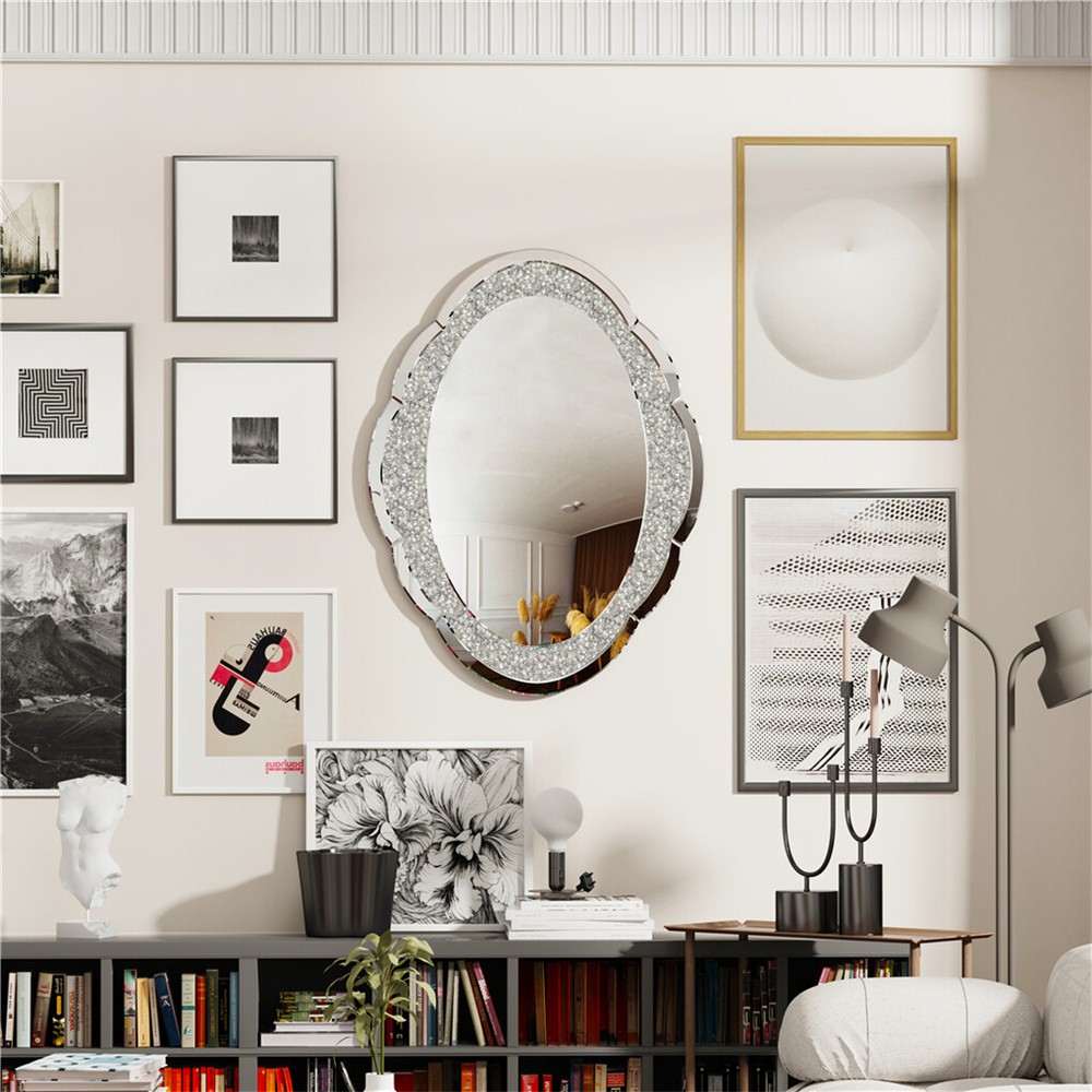 Cloud-shape Crystal Crushed Diamonds Wall Decor Mirror Bathroom Vanity Mirror