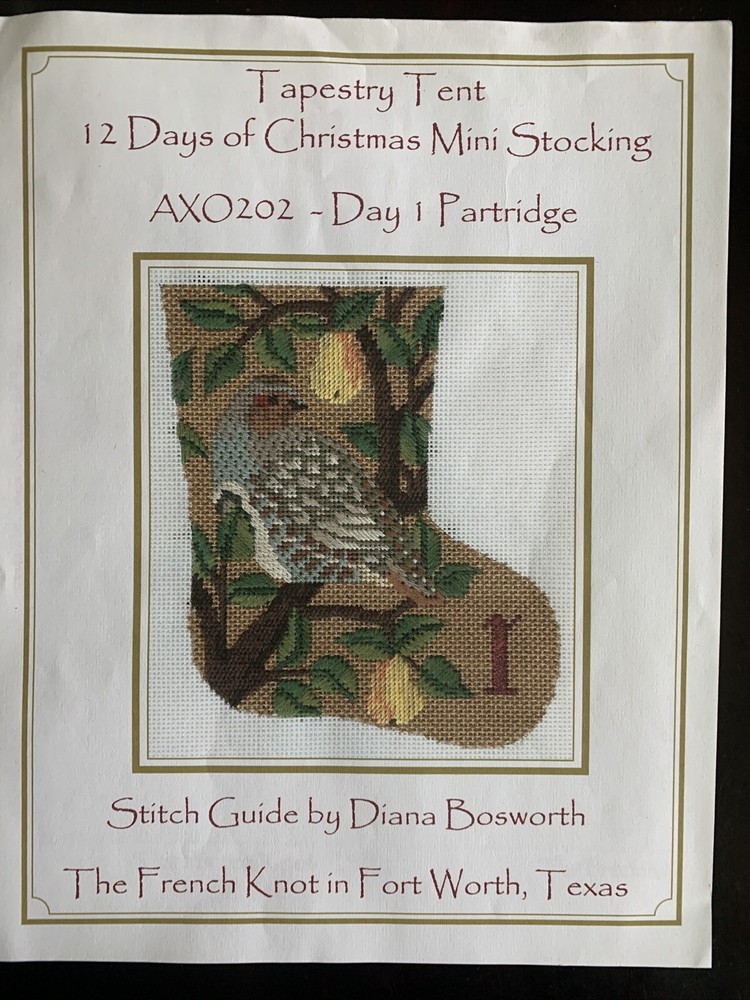 Partridge Mini Stocking + Stitch Guide Needlepoint Kit Tapestry Tent Unworked
