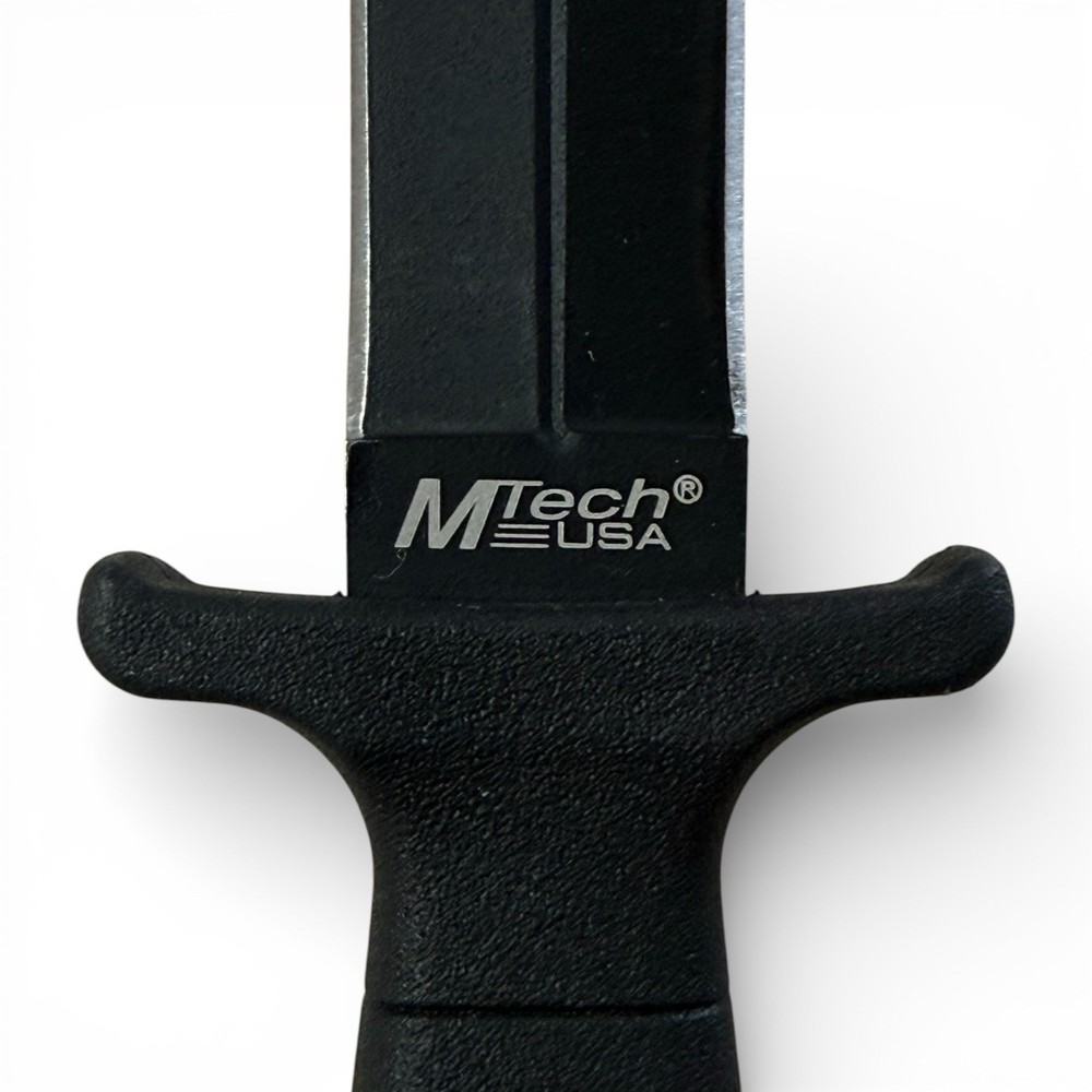 MTech Double Edge Dagger Fixed Blade Knife Rubber Handle w Sheath + Free Folder
