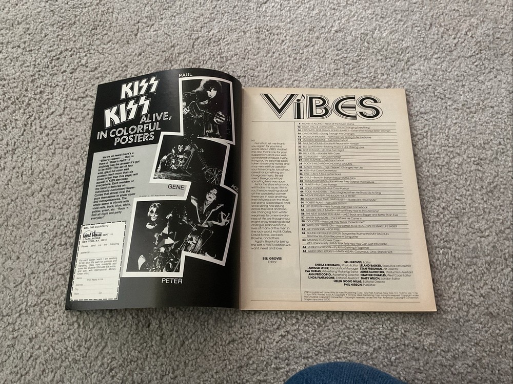 VIBES MAGAZINE 1978 LOT OF 3 KISS POSTER LED ZEPPELIN ROLLING STONES POSTER ROD