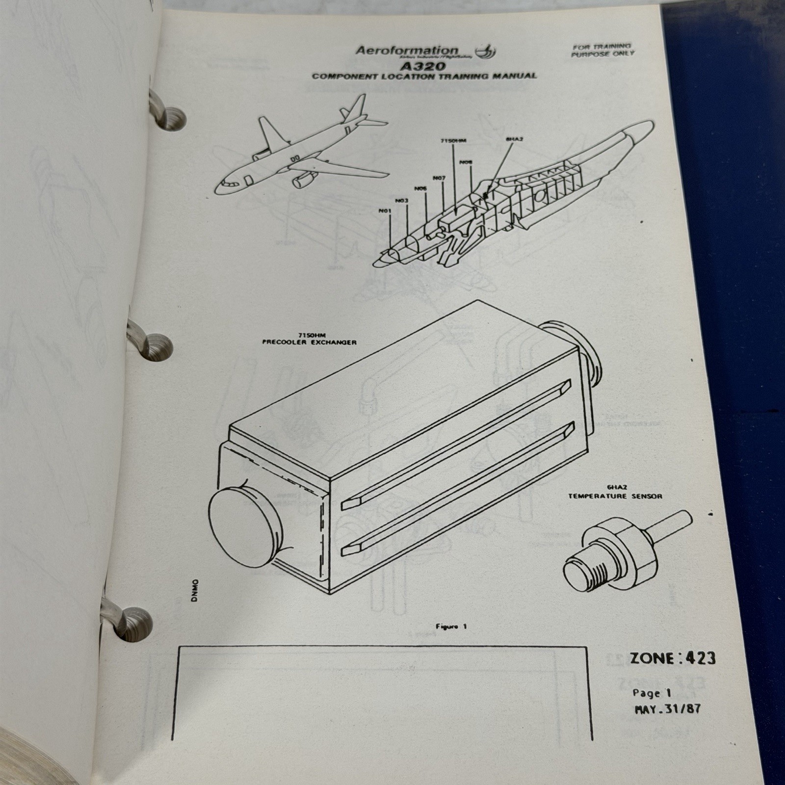 A320 Component Location Training Manual Aeroformation 1986 Airbus Binder