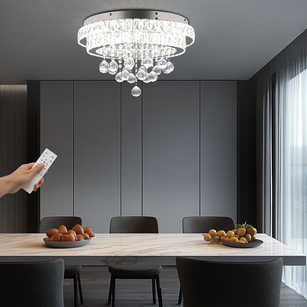 3 Colors Adjustable Crystal Ceiling Light w/Remote Control LED Ceiling Light