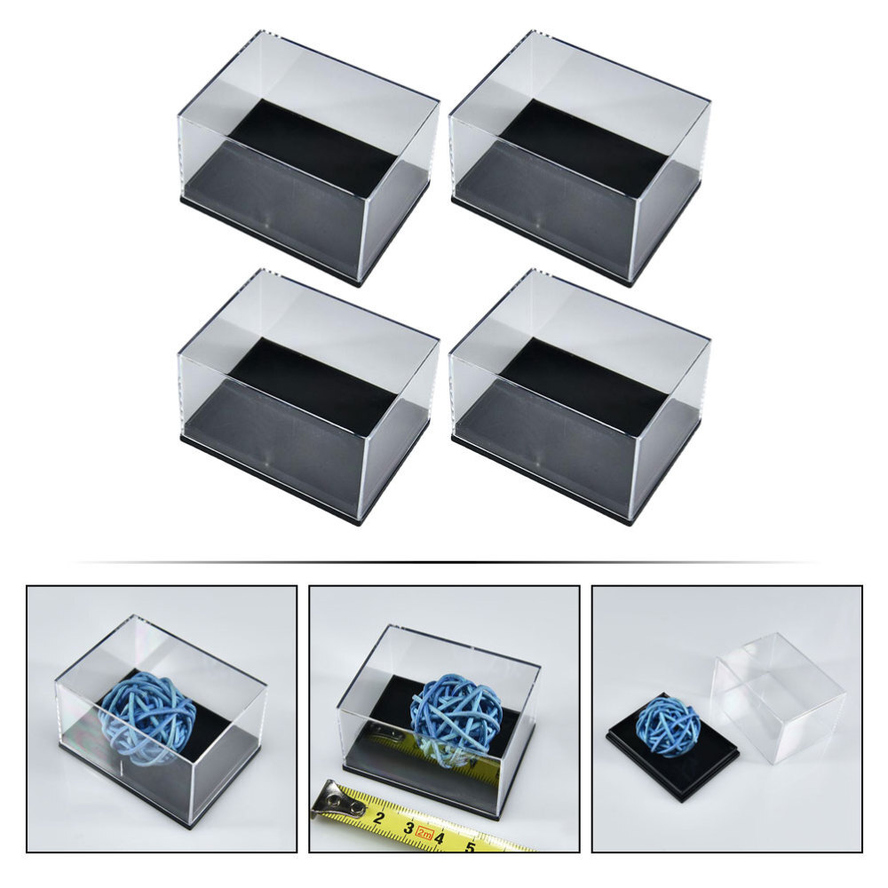 4 Pcs Plastic Specimen Display Containers Clear Boxes for Mineral Sample Storage