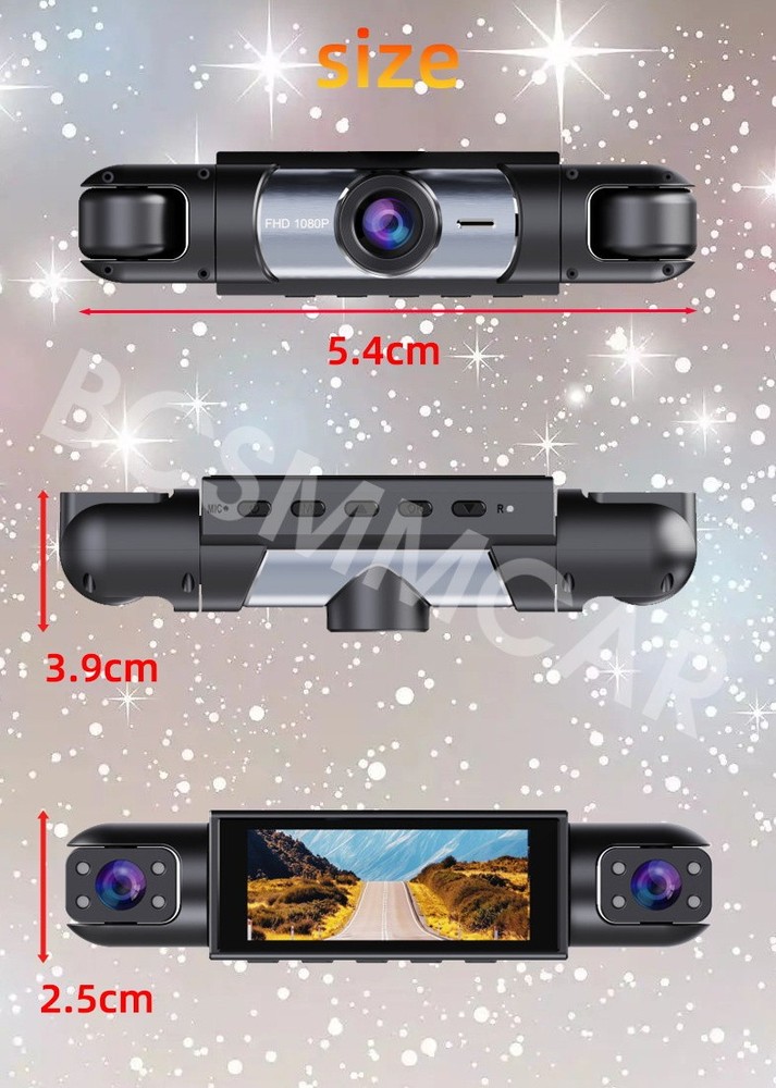 4 Lens Car Dash Cam Driving Recorder Front/Left/Right/Rear View Loop Recording