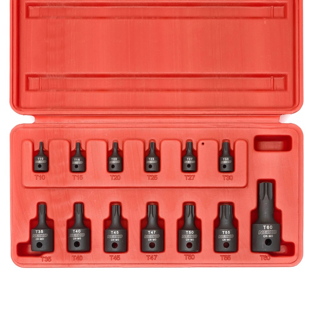 NEIKO 10282B 13 Piece Security Torx Socket Bit Set, 6 13 Piece, Chrome-moly