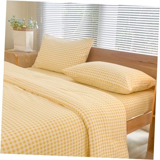 Comforter Set Bedding Comforter Sets, Yellow Grid Bed Queen Yellow Gingham