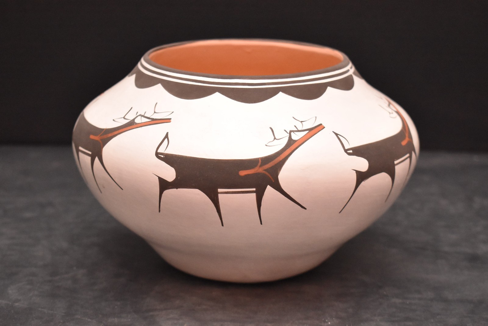 Zuni Pottery Anderson Peynetsa Heartline Deer 7.5" Jar Native American Figural