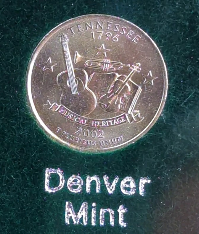 2002 TENNESSEE 3pc Set COMMEMORATIVE State Quarters: P & D=Uncirculated, S=Proof