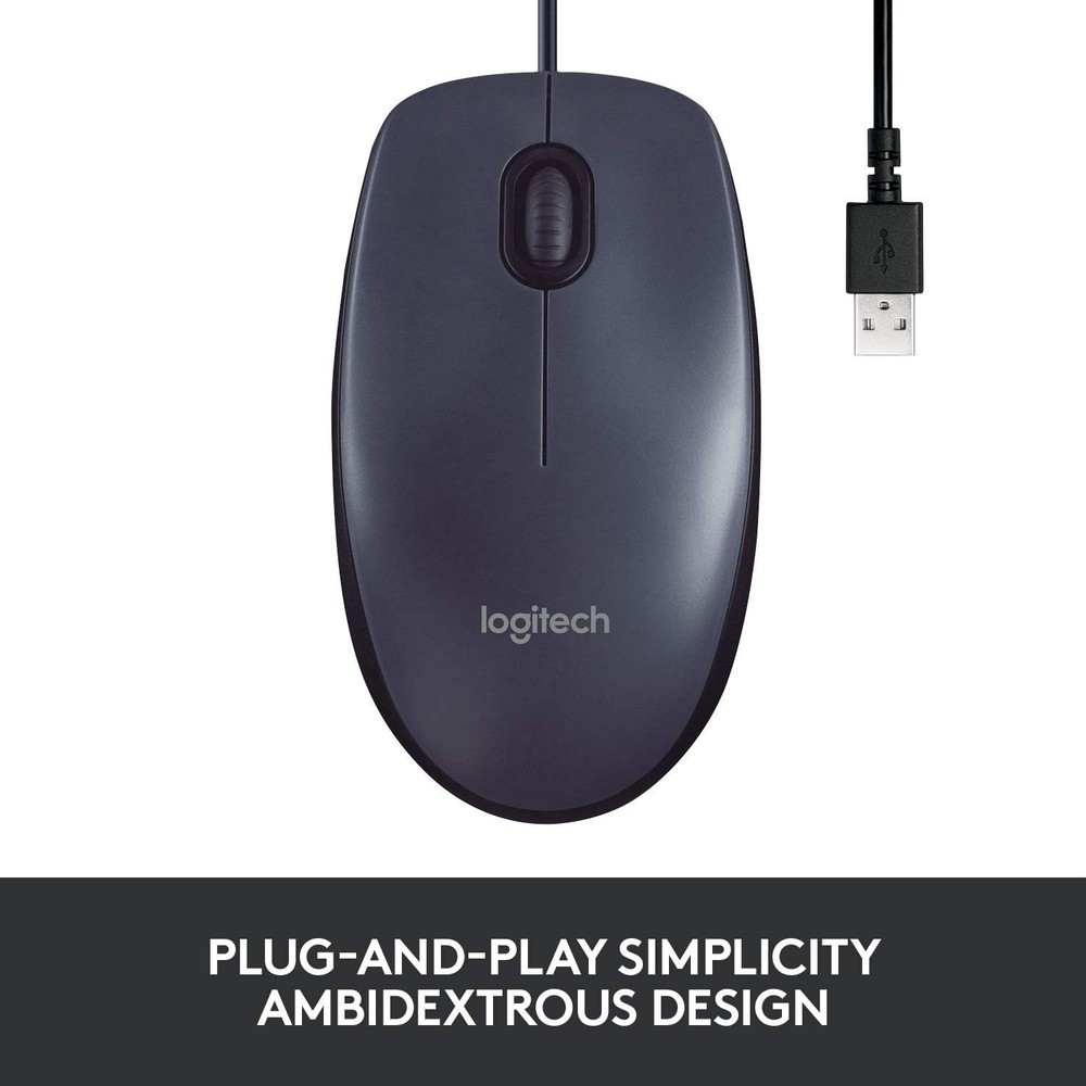 Ambidextrous B100 Wired Mouse - Effortless Scrolling & Plug-and-Play Convenience