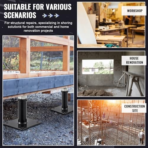 Pack Adjustable Floor Jack Post, 6"-9" Height Range, 6-9 Inch 4 Flat-top Style