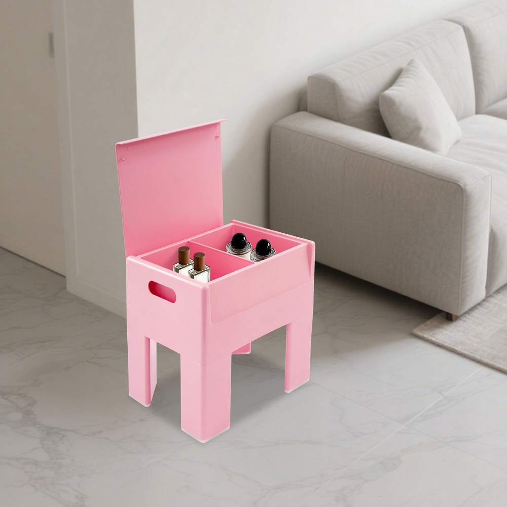38*32*40cm Storage Stool，Multifunctional End Table，Pink Low Stool，ABS Side Table