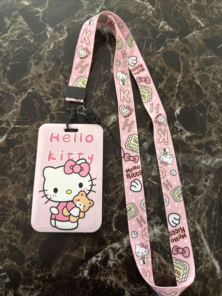 Hello Kitty Lanyard ID Card Holder Keychain Neck Strap