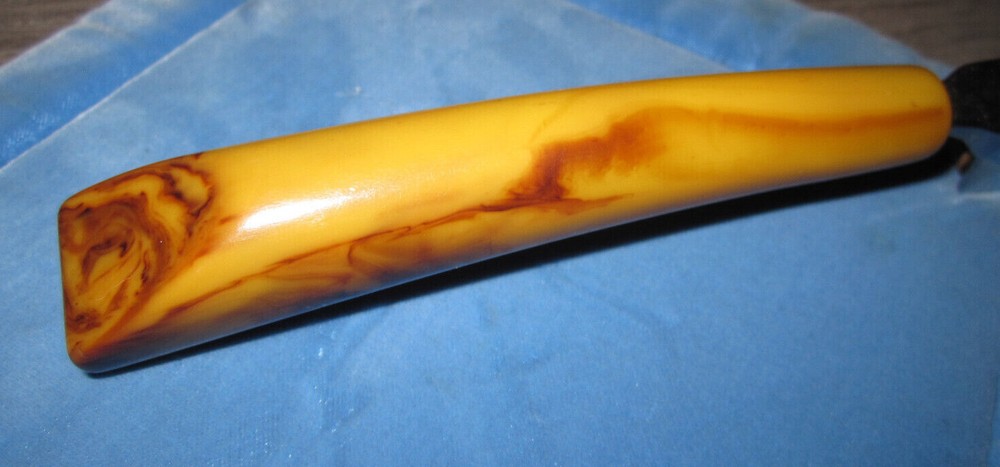 Vintage butterscotch Bakelite handle pull through knife sharpener