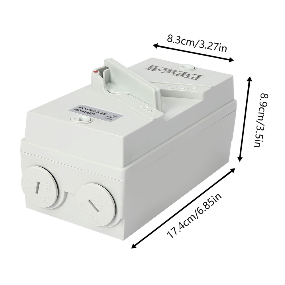 440V 20A 3 Pole Isolation Switch Wall Mounted Safety Isolation Switch Waterproof