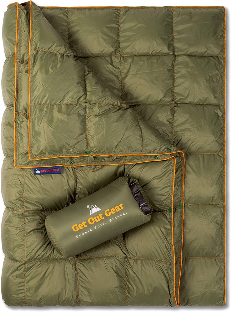 Get Out Gear Double Puffy Camping Blanket - Extra Puffy, Packable, Lightweight a