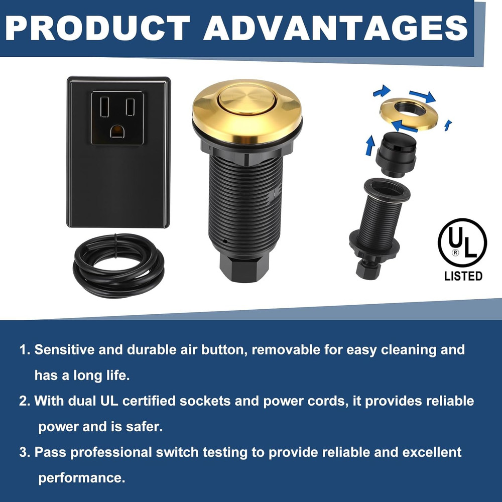 Garbage Disposal Air Switch Kit Wireless Sink Top Garbage Disposal Button Stainl