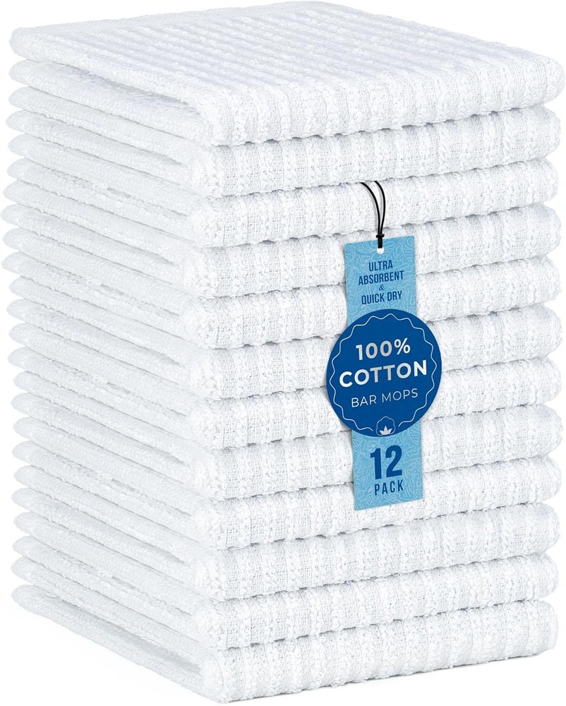 DecorRack 12 Pack 100% Cotton 12" x - 12 Pack, 12 White