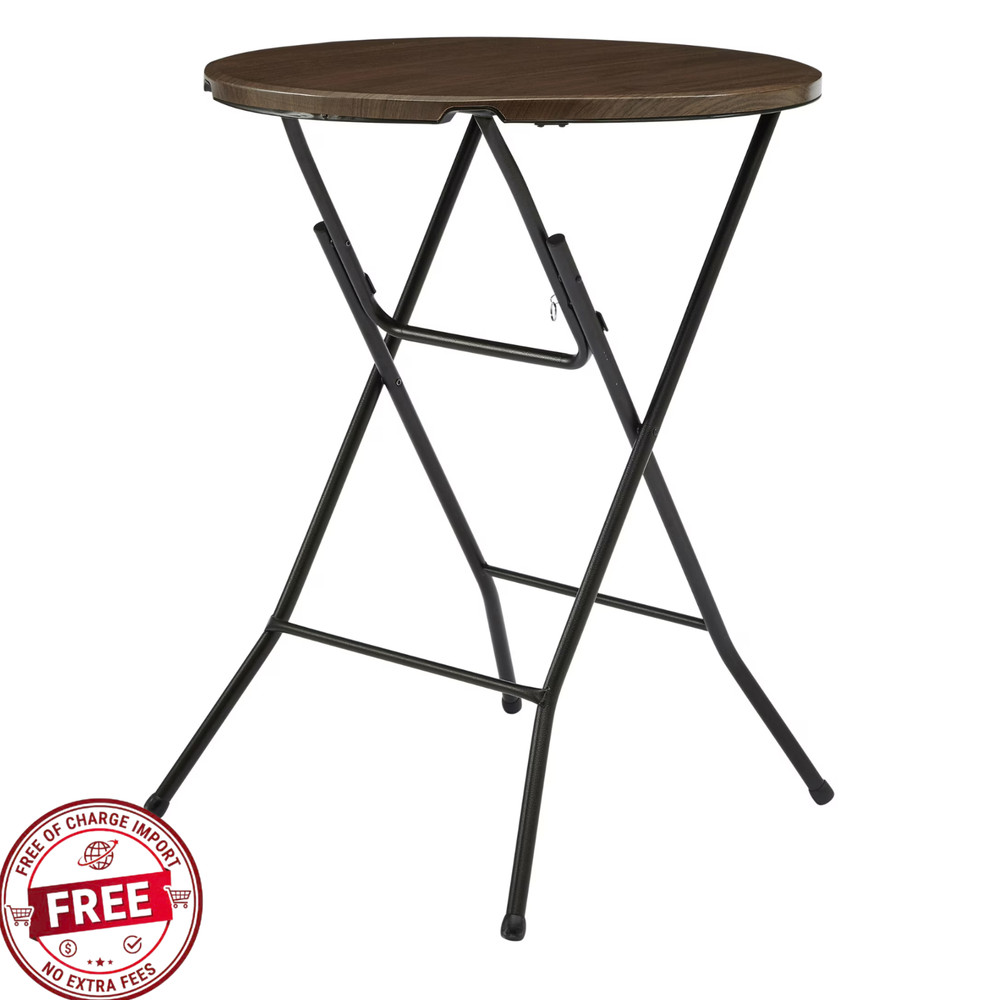 2 Pack Mainstays 31" Round High-Top Folding Table, Versatile and Durable, Walnut