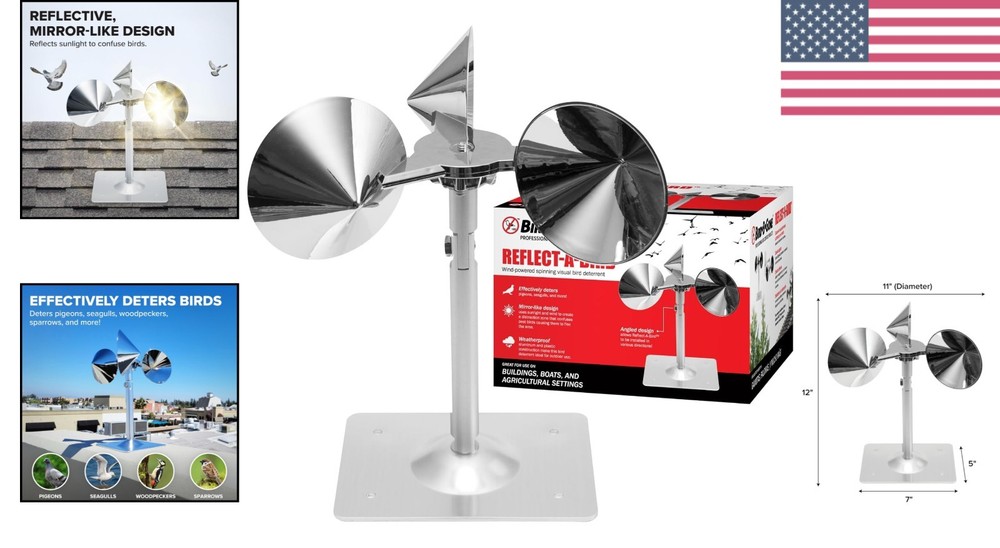 Adjustable Wind-Powered Bird Deterrent - Reflect-A-Bird for Effective Protection