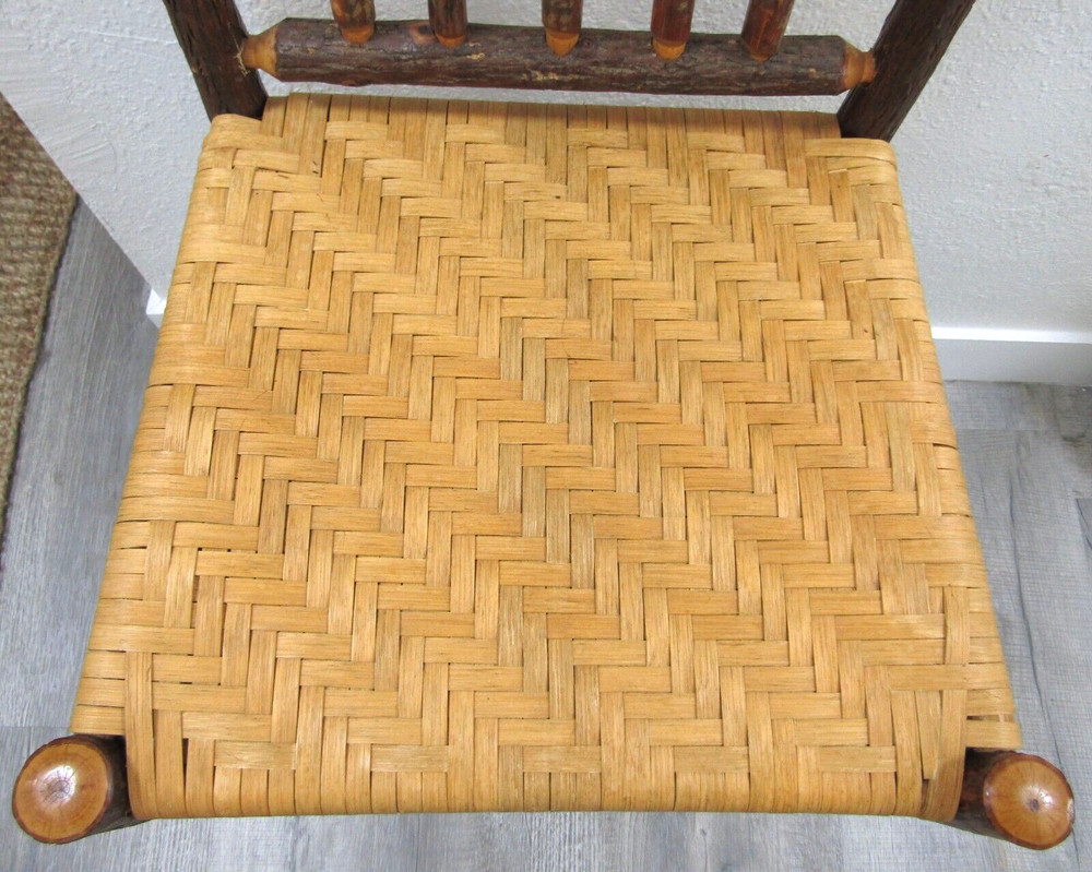Primitive Wood with Cane Woven Seat Counter Stool