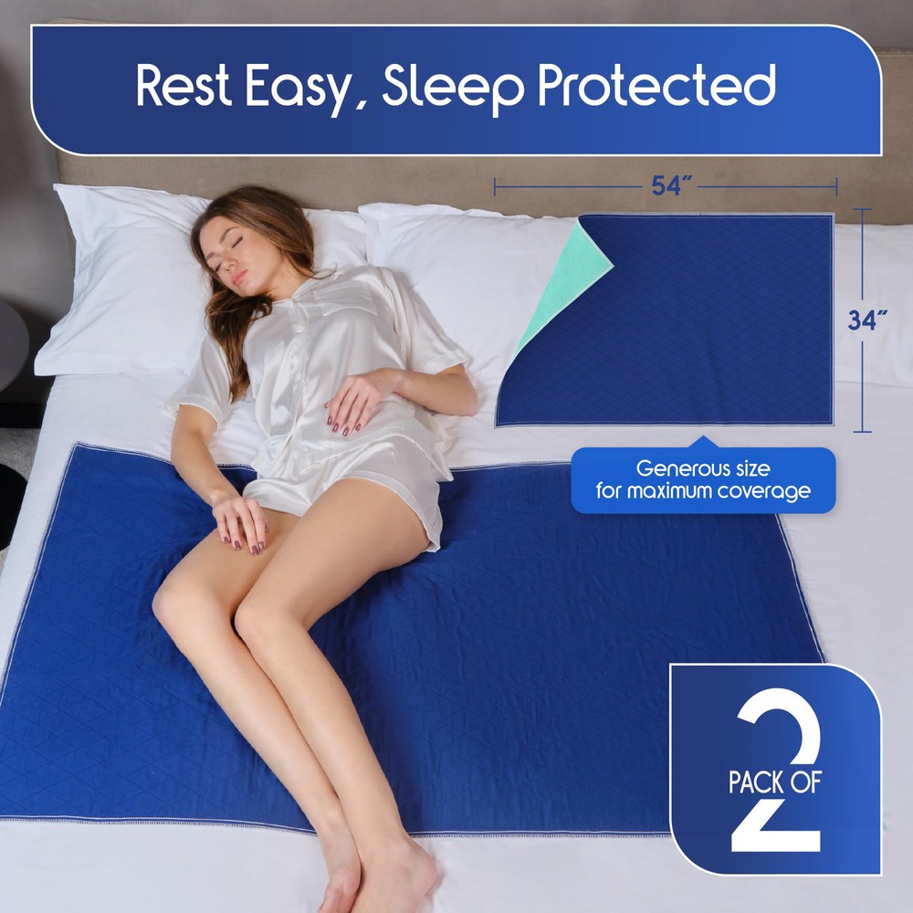 Waterproof Mattress Protector, 2 Pack - Dark Colored to Hide Stains, Extra La...