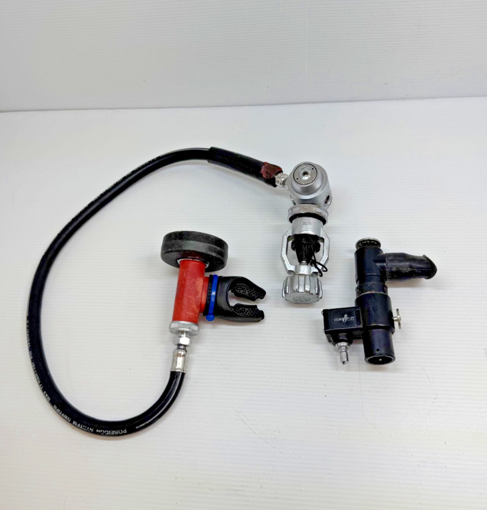 Vintage Poseidon Scuba Regulator Set First & Second Stage w/ Hose – Untested