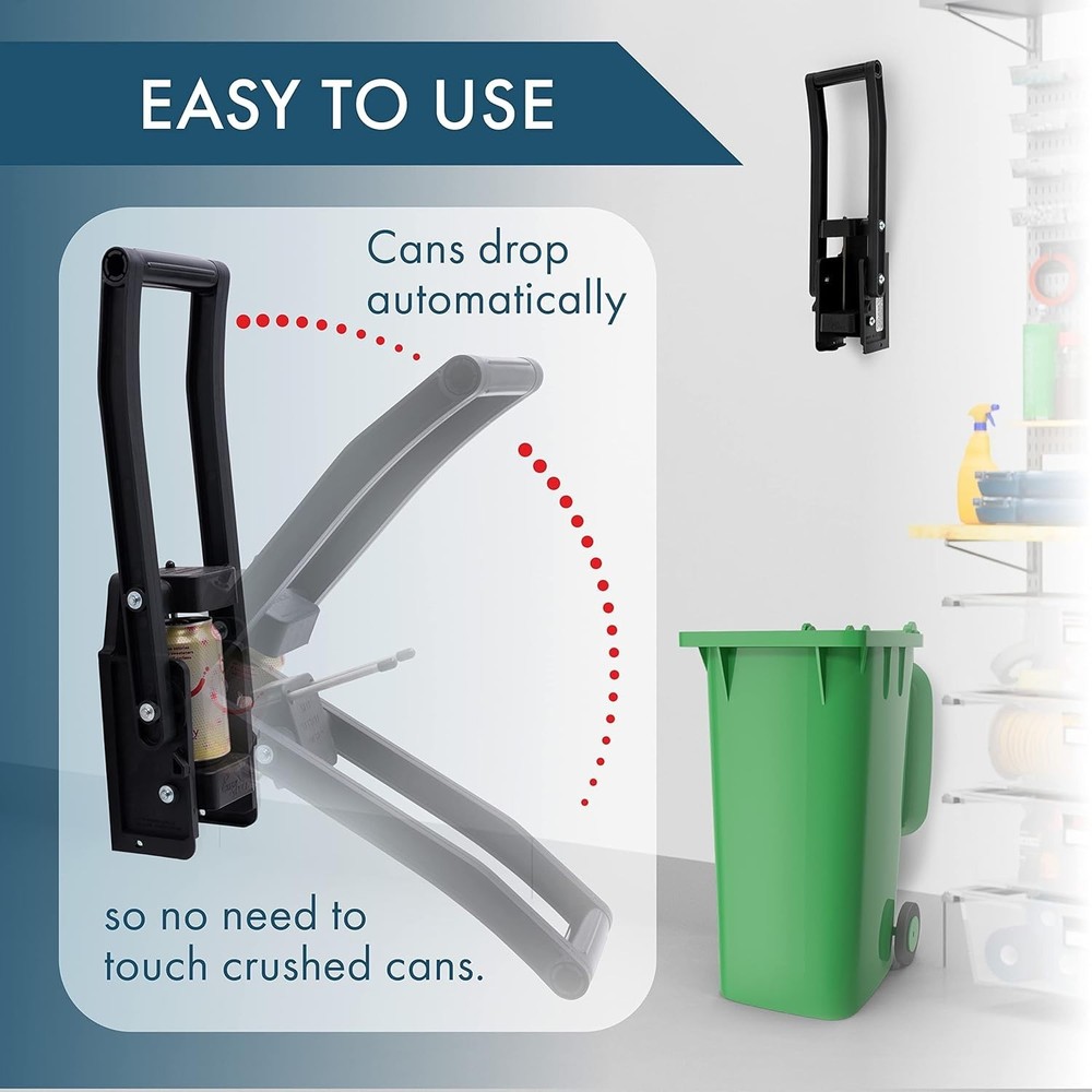 Heavy Duty Wall-Mounted Can Crusher for Effortless Recycling - Easy Pull Design
