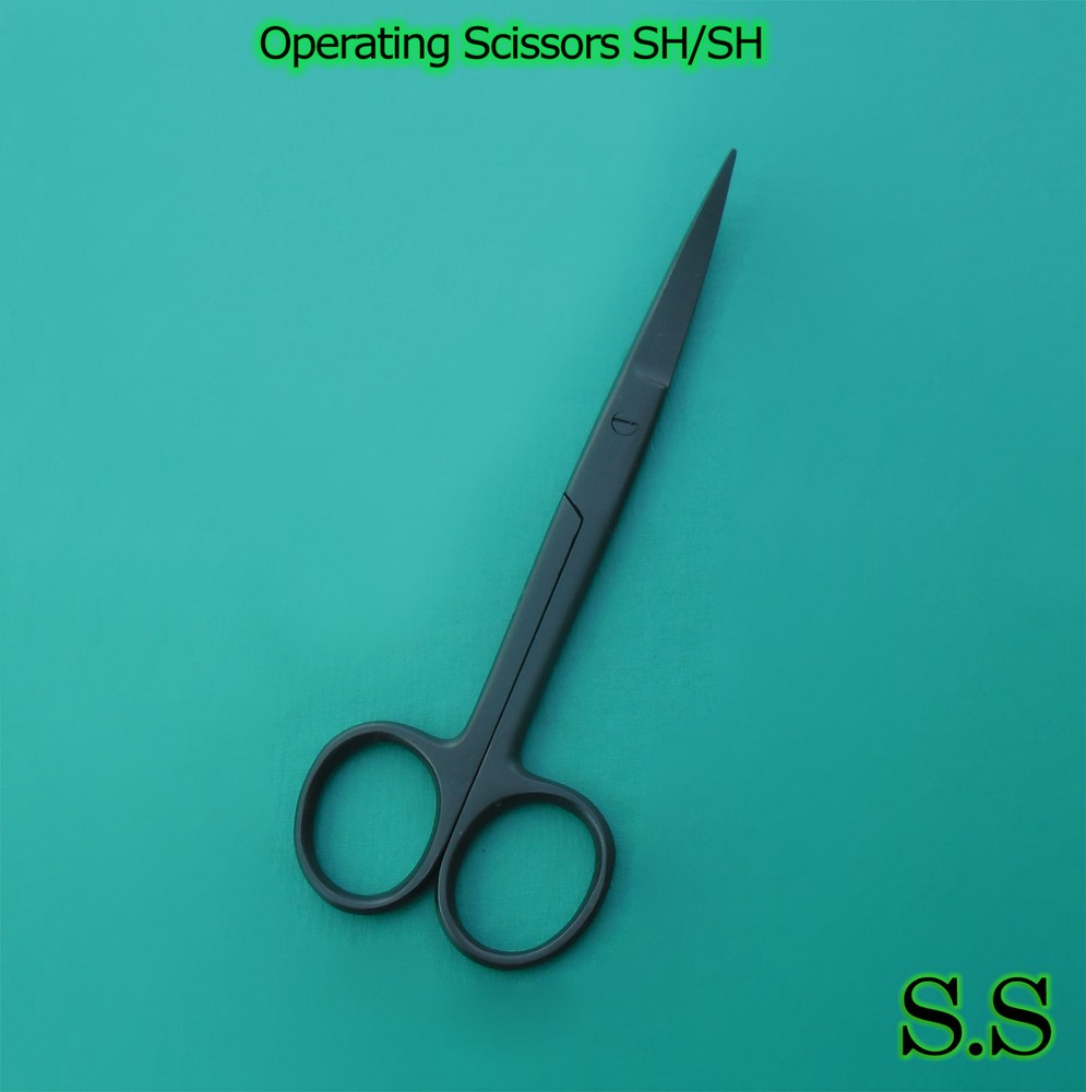 5 Operating Scissors Curved 4.5" Sharp-Sharp Black Coated Surgical Instruments