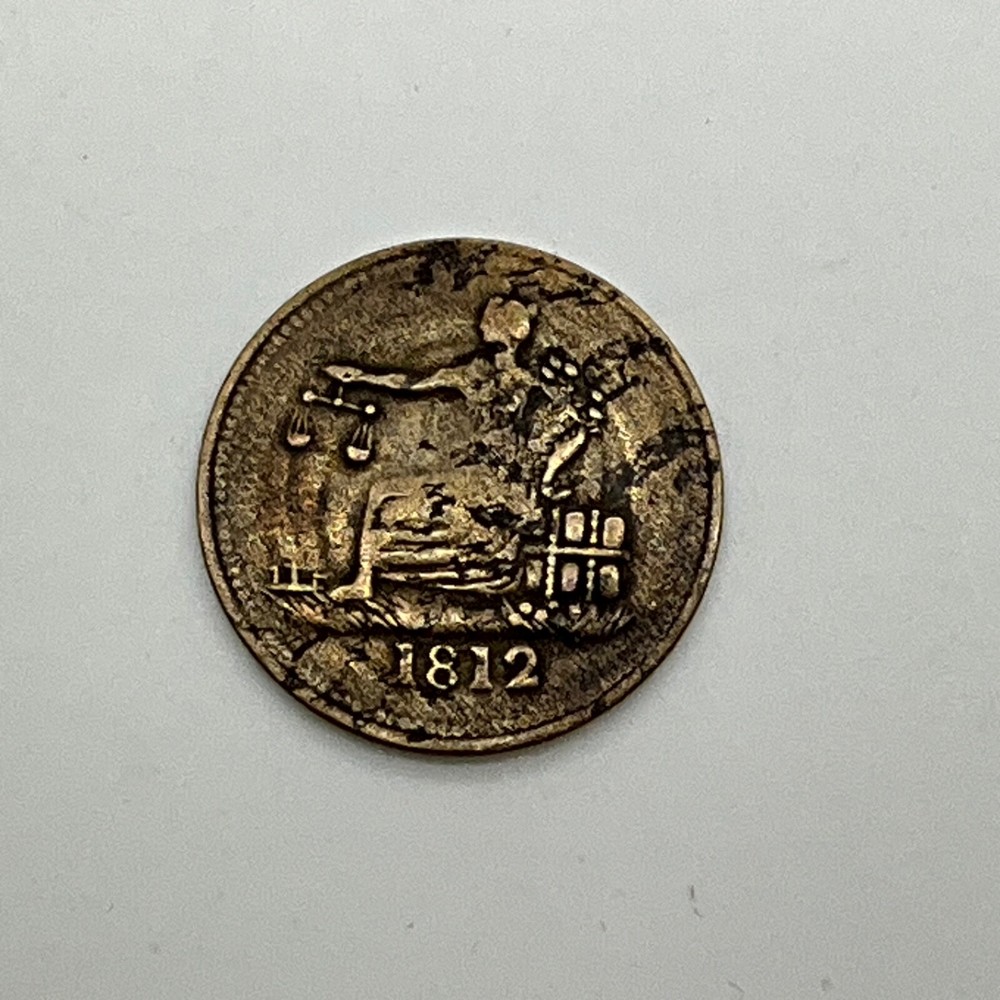 1812 Half Penny Imitation Tiffin Token Lower Canada Brass Token