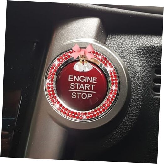 Bling Diamond Car Engine Start Stop Button Decoration Ring - Bling Ring Red