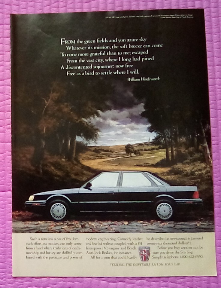 1989 Sterling Automobile Print Ad
