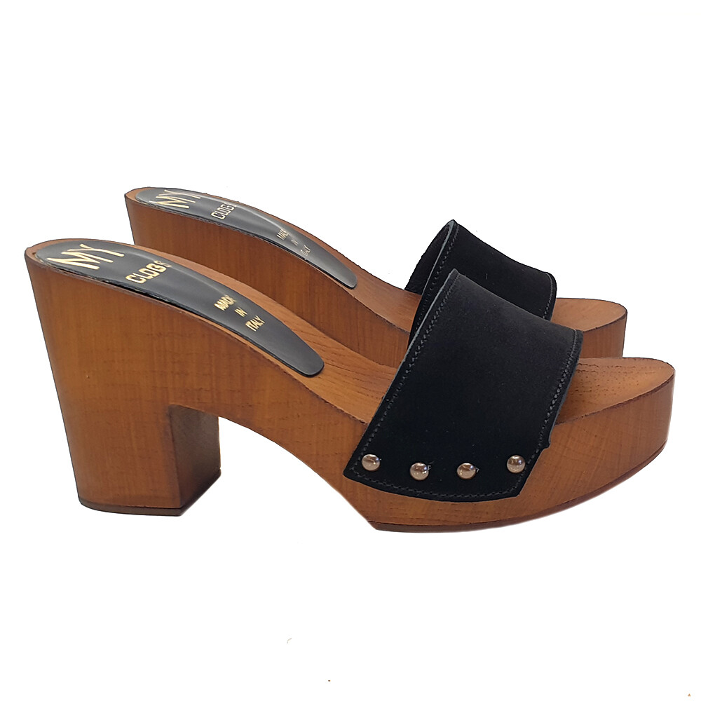 Women's Black Suede Clogs - MY10 CAM BLACK