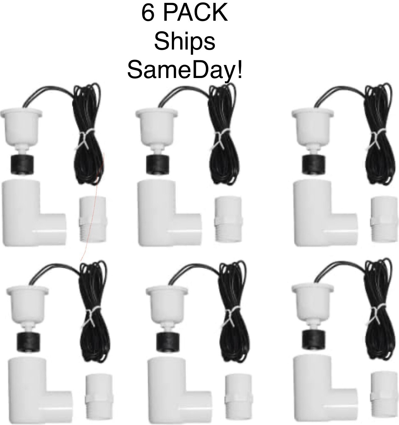 SS2 AC Float Switch HVAC Safety Shutoff 3/4-Inch Heavy-Duty Fitting 6-Pack ECWB