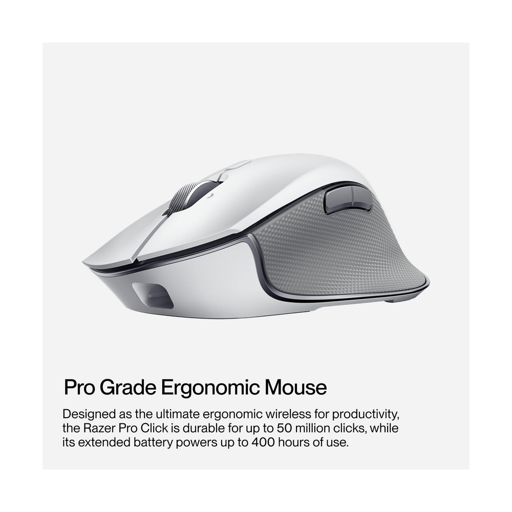 Humanscale Razer ProClick White Ergonomic Mouse, Wireless Bluetooth Compatibi...