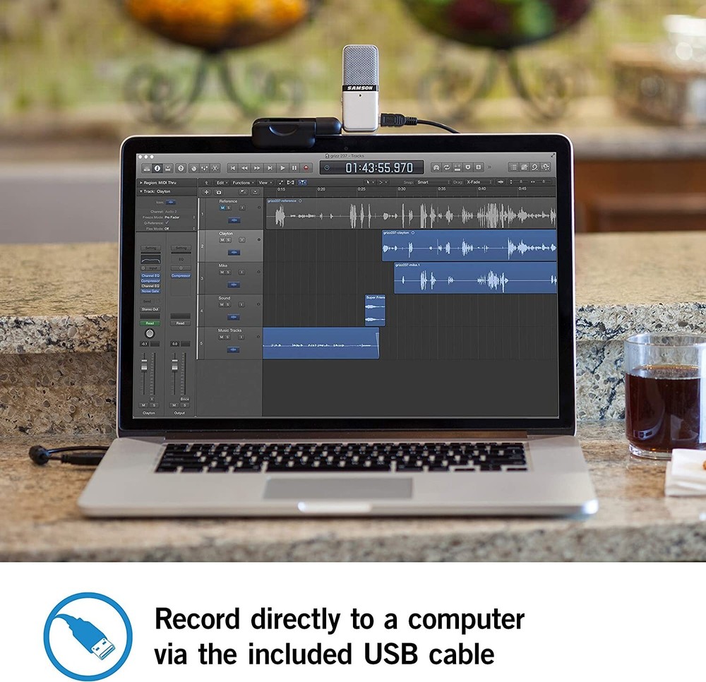 Samson Go Mic Portable USB Condenser Microphone for Mac and PC Computers Silver
