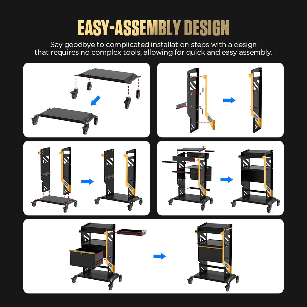 Tool Trolley Workshop Cart Heavy Duty Garage Roller Cabinet DIY with Code Lock