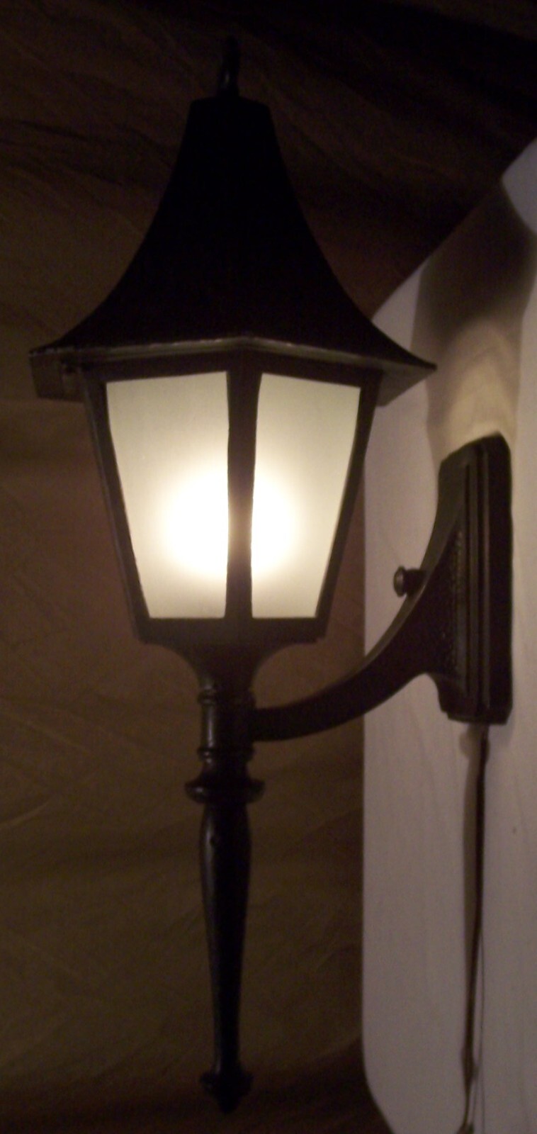 Vtg Sconce Light Pair Witch Hat Art Cast Porch Fixture TALL 31" Wired USA #Y82