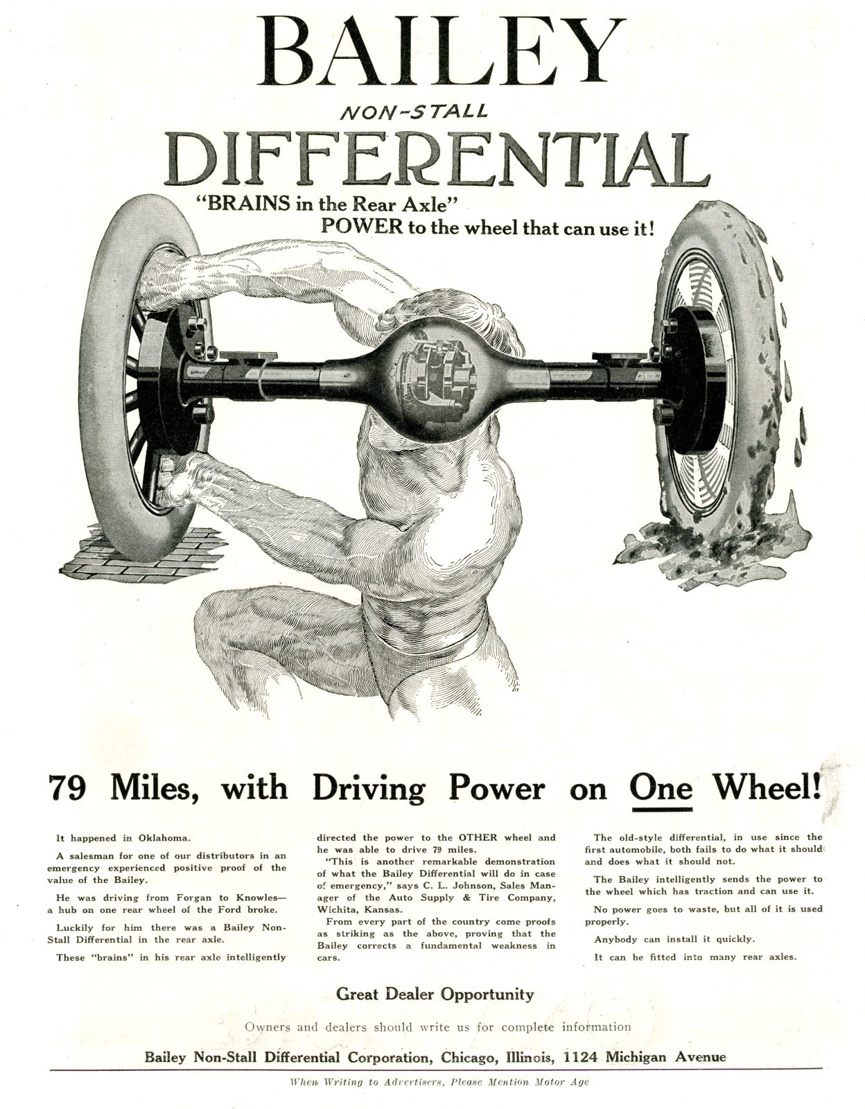 1917 Original Bailey Differential Ad. Gay Interest. Muscular Nude Male Art