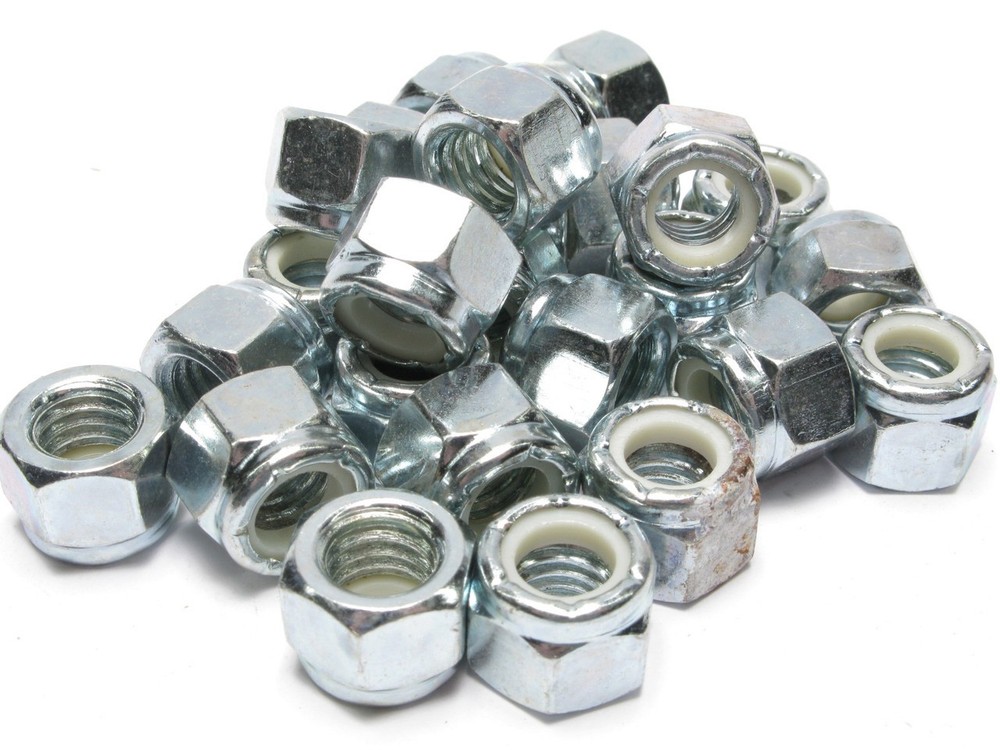 Nylon Locking Nut, 3/8-16, Steel, 25pcs