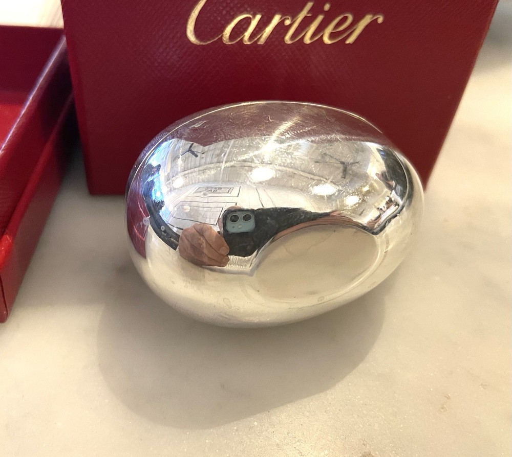 Cartier Sterling Silver Pillbox. Egg Box