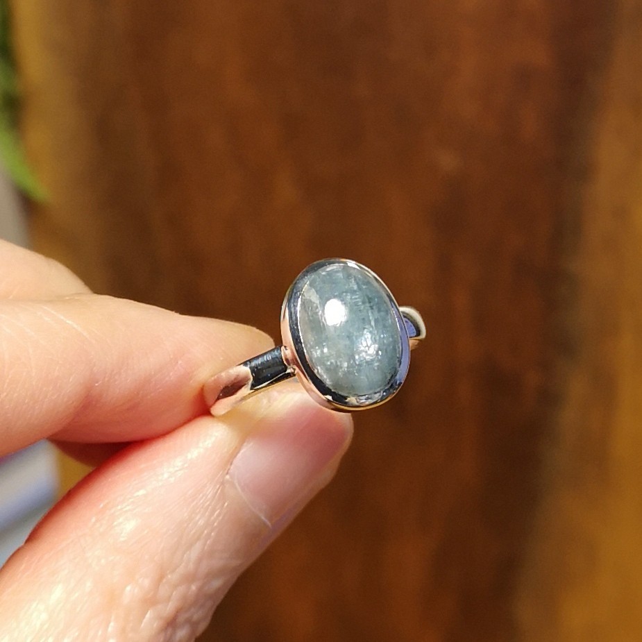 Natural Kyanite Sterling Silver Ring US ring size 8