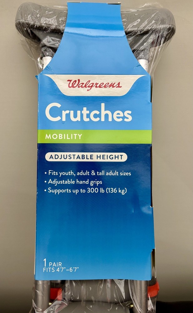 Universal Adjustable Height (4’7”-6’7”) Crutches