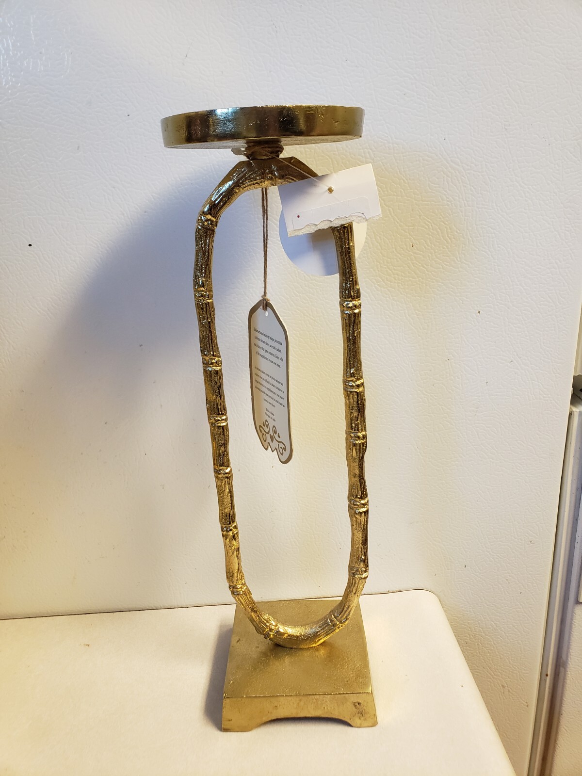 Uniquely Crafted by Artisans in India Metal Bamboo Candle Holder 13.5" Tall 