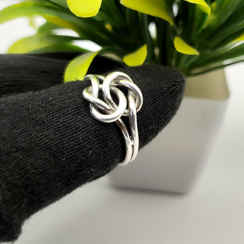Solid 925 Sterling Silver Beautiful Double Knot Real Women's Ring