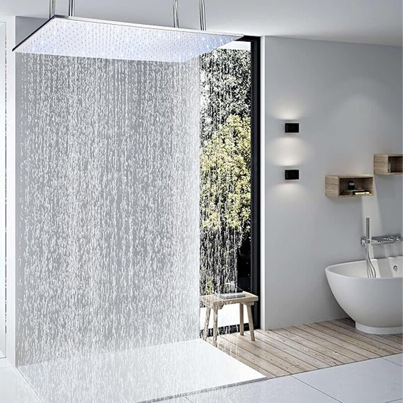 LED Rainfall 32x16" High Pressure Ceiling Mounted Large Overhead Top Shower Head