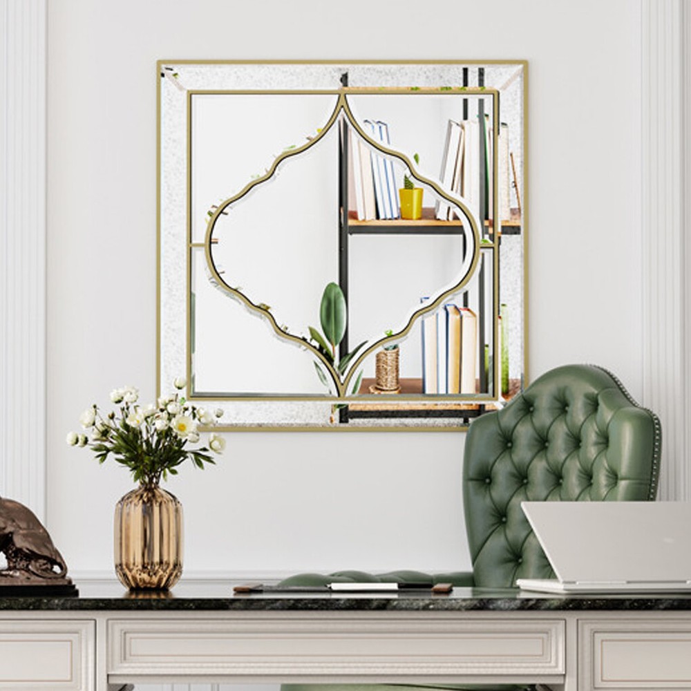High-grade＆Unique Decorative Accent Mirror Elegant Square Wall Silver HD Mirror
